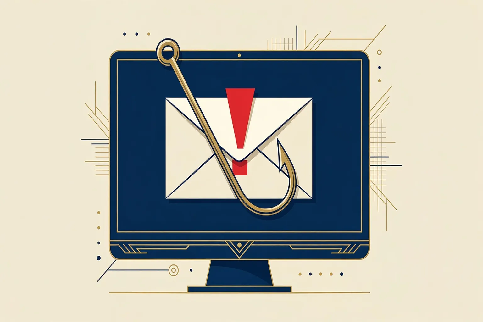 Phishing email avec hameçon dans une boîte de réception